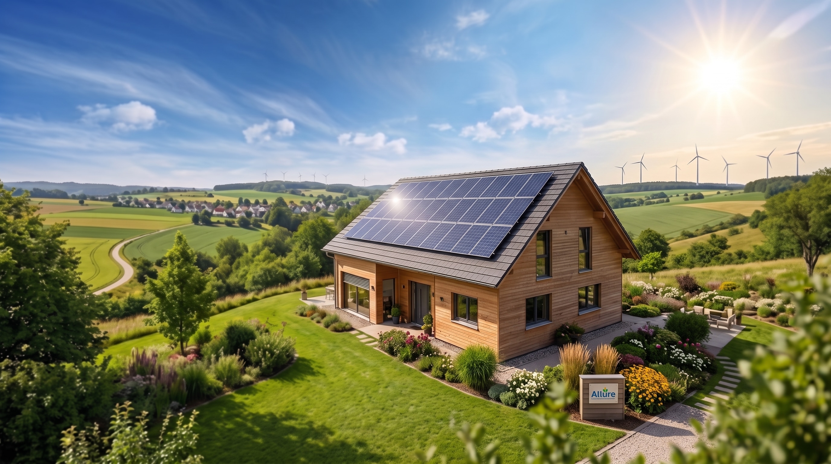 Casa com painéis solares instalados pela Allure