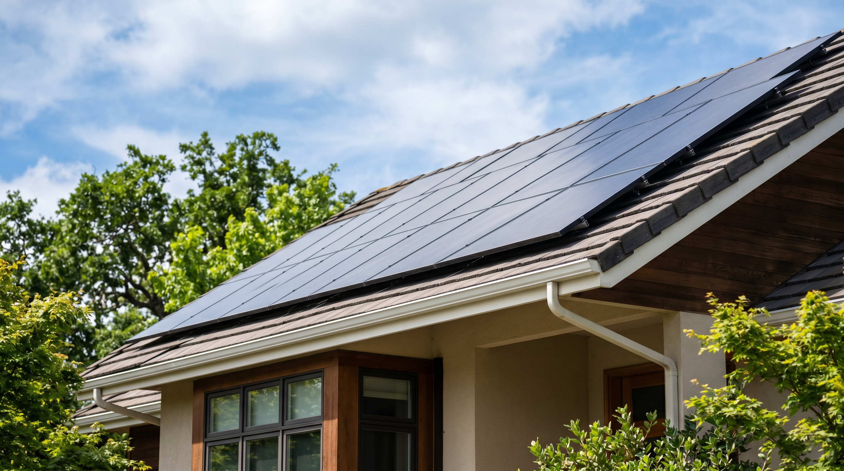 Sistema fotovoltaico em funcionamento sob luz solar